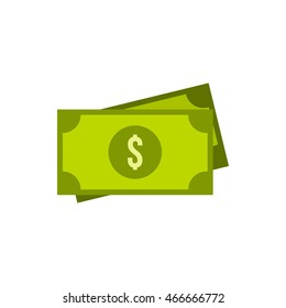 Dollar bills icon in flat style on a white background