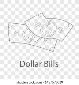 Dollar Bills icon on transparency background. Flat style vector illustration.