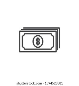 Dollar bills icon on white background