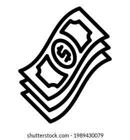 Dollar-Scheine-Symbol Umrisse Dollar-Scheine, Vektorsymbol für Webdesign einzeln auf weißem Hintergrund
