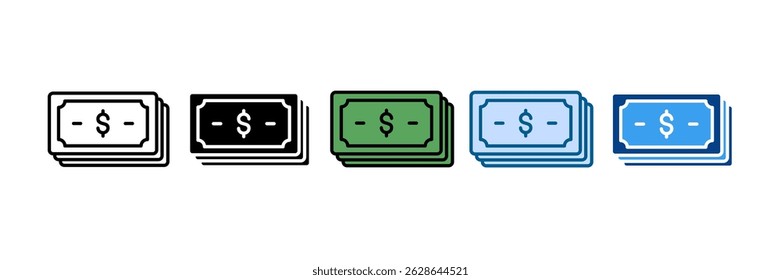 Dollar Bills Icon Set Multiple Style Collection