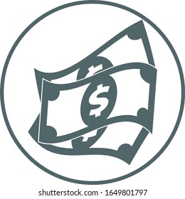 Icono de billetes de dólares. Ilustración del vector