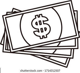 Dollar-Scheine einzeln auf Vektorillustration