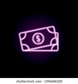 dollar bills neon icon. Elements of bank set. Simple icon for websites, web design, mobile app, info graphics