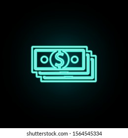 Dollar bills neon icon. Simple thin line, outline vector of banking icons for ui and ux, website or mobile application