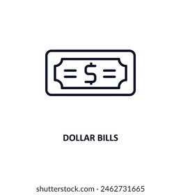 dollar bills outline icon.  Thin line icon from business collection. Editable vector isolated on white background