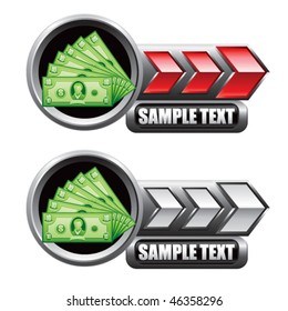 dollar bills red and white arrow nameplate banners