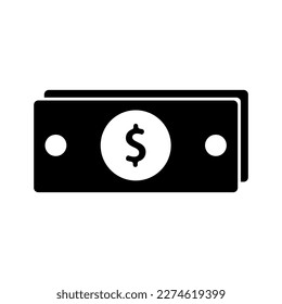 Dollar bills silhouette icon. Foreign money. Vector.