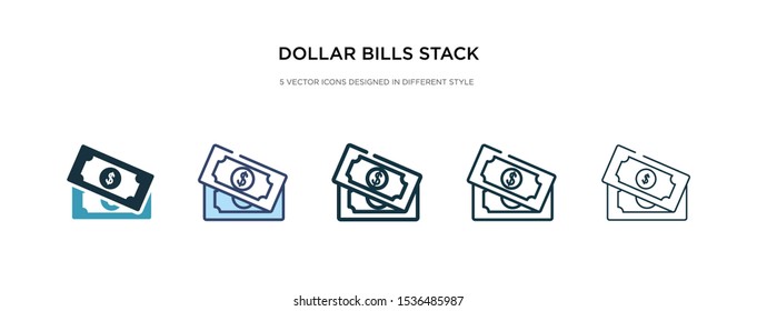 dollar bills stack icon in different style vector illustration. two colored and black dollar bills stack vector icons designed in filled, outline, line and stroke style can be used for web, mobile,