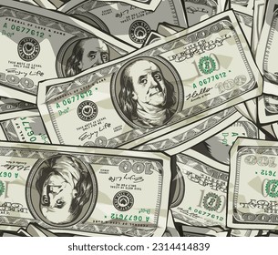 dollar bills stacking seamless pattern vector illustration