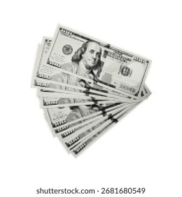 Notas de dólar. Elemento moderno com efeito de meia-tonelada para um cartão de saudação, colagem, design de tampa.