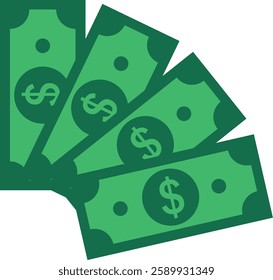 Dollar Bills Vector Illustration. Describe currency, wealth, payment, investment, buy and sell concept
