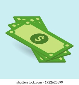 Dollar bills. vector illustration in isometric style. 3d money icon. 
