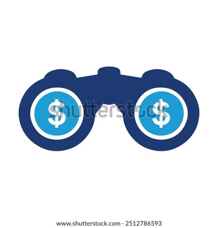 Dollar Binoculars Icon Representing Financial Planning, Investment Insights, and Economic Strategy