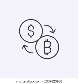 Dollar and Bitcoin conversion icon isolated on background. Exchange symbol modern, simple, vector, icon for website design, mobile app, ui. Vector Illustration