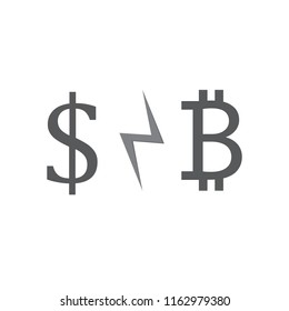 dollar and bitcoin crysis financial vector desing 