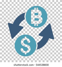 Dollar Bitcoin Exchange icon. Vector pictogram style is a flat symbol, color, chess transparent background. Designed for software and web interface toolbars and menus.