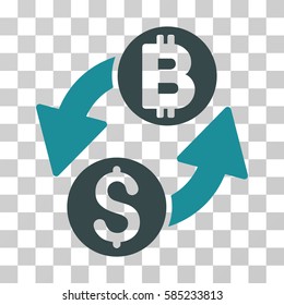 Dollar Bitcoin Exchange icon. Vector illustration style is flat iconic bicolor symbol, soft blue colors, transparent background. Designed for web and software interfaces.