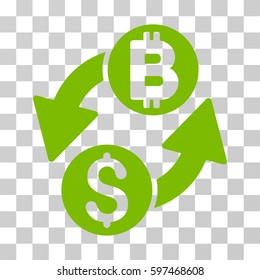 Dollar Bitcoin Exchange icon. Vector illustration style is flat iconic symbol, eco green color, transparent background. Designed for web and software interfaces.