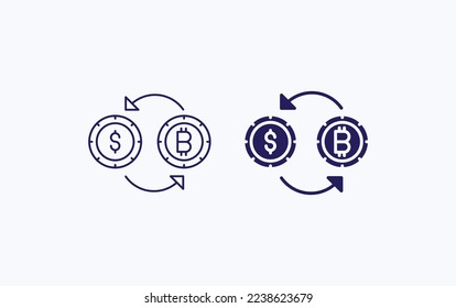 Dollar to bitcoin exchange illustration icon