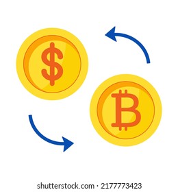 Dollar to bitcoin exchange. Exchange symbol. vector illustration