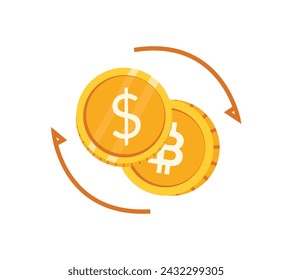 Dollar to Bitcoin Exchange Vector icon | Money exchange icon