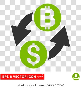 Dollar Bitcoin Exchange vector icon. Image style is a flat eco green and gray pictograph symbol.