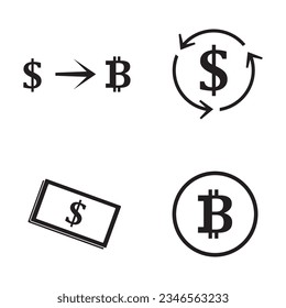 dollar and bitcoin icon vector template illustration logo design
