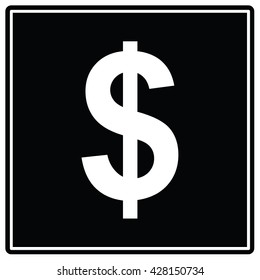 Dollar black sign.Vector illustration
