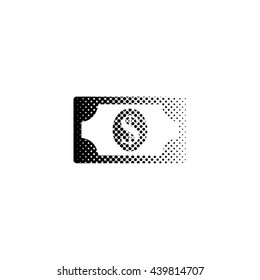 dollar - black vector icon;  halftone illustration