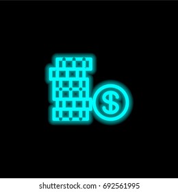 Dollar blue glowing neon ui ux icon. Glowing sign logo vector