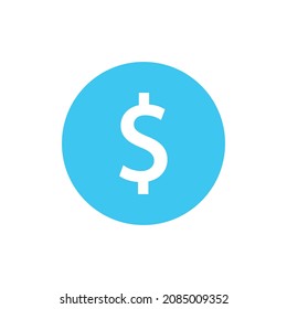 Dollar blue icon on white background