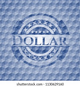 Dollar blue polygonal emblem.