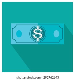 Dollar Blue Vector Money Icon Illustration Business On Blue