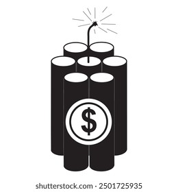Diseño de Vector de icono de bomba de dólar