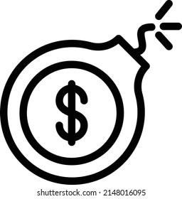 dollar bomb Vector illustration on a transparent background.Premium quality symbols.Thin line vector   icon for concept and graphic design.