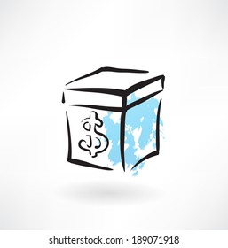 dollar box grunge icon