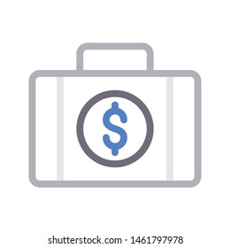 dollar briefcase colour line vector icon
