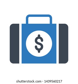dollar briefcase glyph color vector icon