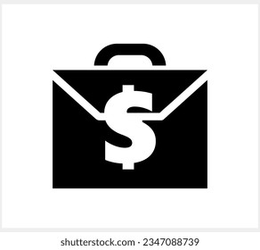 Dollar briefcase icon Suitcase icon isolated Business bag clipart Baggage vector stock illustration EPS 10