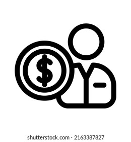 icono de agente de dólar o logotipo símbolo de signo aislado ilustración vectorial - iconos vectoriales de estilo negro de alta calidad
