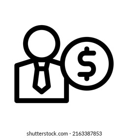 icono de agente de dólar o logotipo símbolo de signo aislado ilustración vectorial - iconos vectoriales de estilo negro de alta calidad

