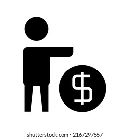icono de agente de dólar o logotipo símbolo de signo aislado ilustración vectorial - iconos vectoriales de estilo negro de alta calidad
