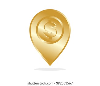 dollar bronze marker pin image vector