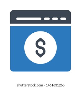 dollar browser glyph colour vector icon