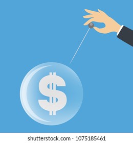 Dollar bubble burst. Falling of financial system.