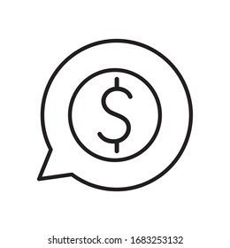 Dollar bubble line style icon of money financial item banking commerce market payment buy currency accounting and invest theme Vector illustration