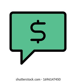 dollar bubble vector flat color icon 