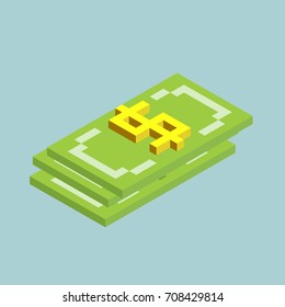 Dollar, bucks sign cubes form, isometric US currency icon, vector illustration