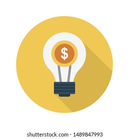  dollar bulb glyph flat vector icon